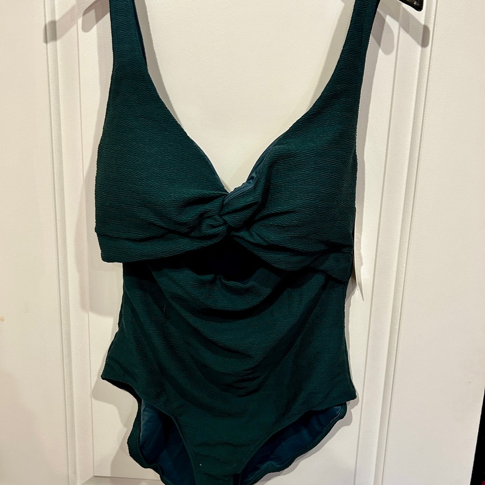 Women's Forest Green One Piece Swimsuit with keyhole cutout